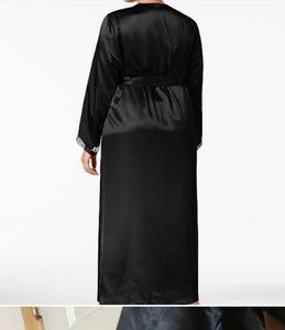 Flora Nikrooz long black satin sexy robe 1X NWT